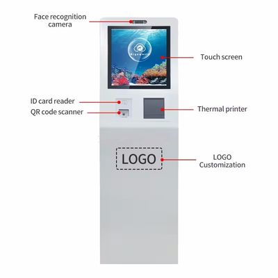 19ιντσών ψηφιακή οθόνη αφής Kiosk με επεξεργαστή Intel Core I3 και Windows 10 για διαδραστική αυτοεξυπηρέτηση