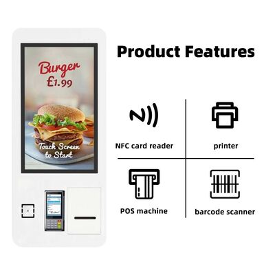 32 Inch LCD Display Wall Mount Self Ordering Kiosk with 3-Year Warranty for Fast Food and Retail