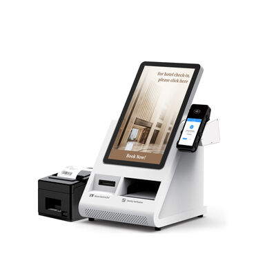 Κιόσκος αυτοεπιταγής Android POS με σαρωτή διαβατηρίων και μηχανισμό διανομής καρτών για ξενοδοχεία