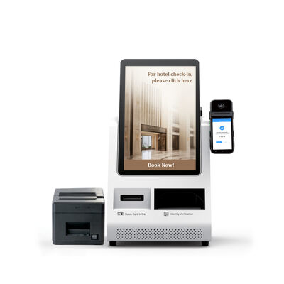 Κιόσκος αυτοεπιταγής Android POS με σαρωτή διαβατηρίων και μηχανισμό διανομής καρτών για ξενοδοχεία
