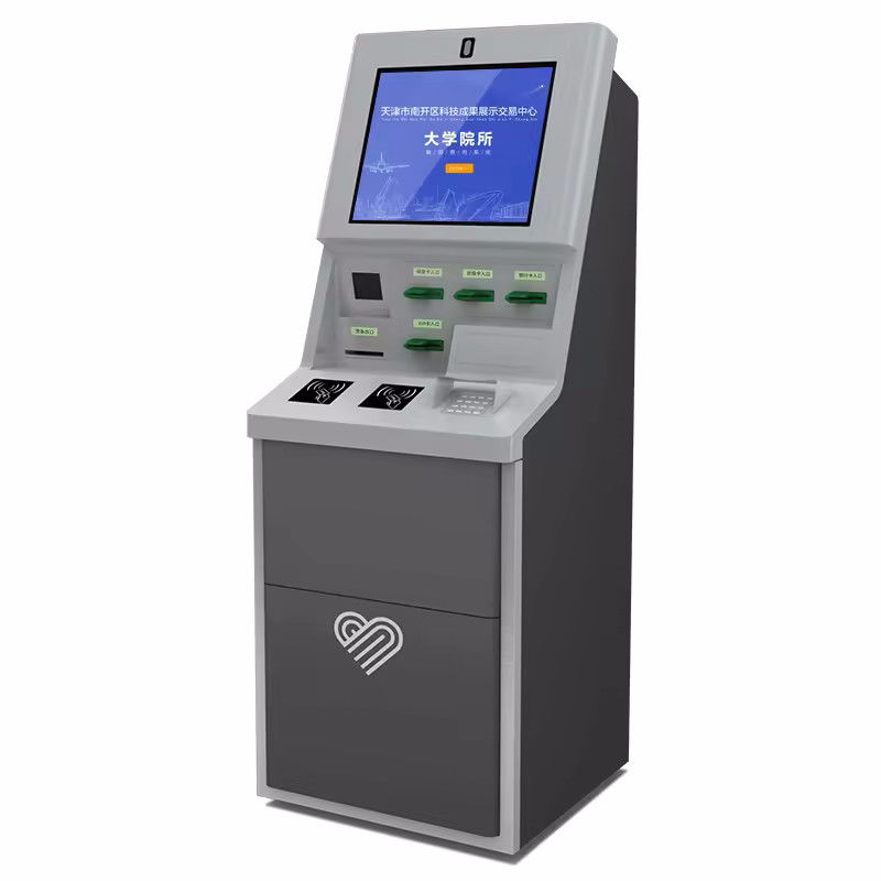 21.5/24/27/32 ίντσες Μέγεθος οθόνης Self Check In Kiosk με προσαρμόσιμη υποστήριξη γλώσσας και συσκευή διανομής καρτών Windows 10